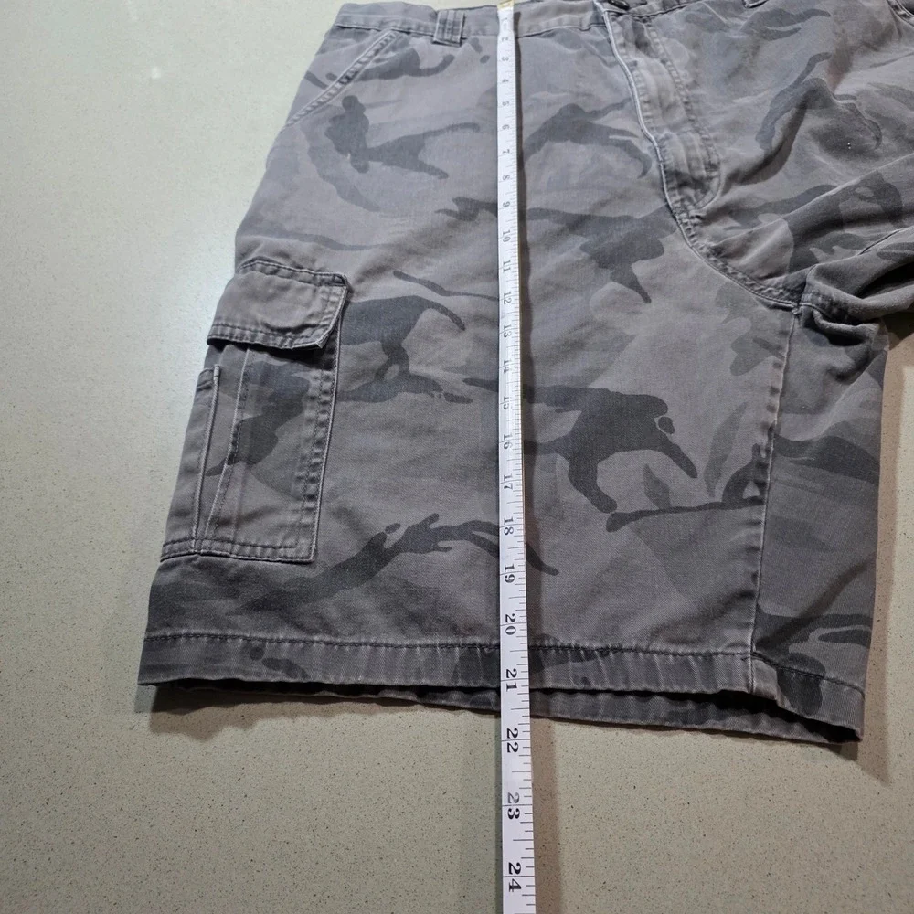Mens Grey Camo Cargo Shorts Heavy Duty Cotton Utility Pockets Size 35‎